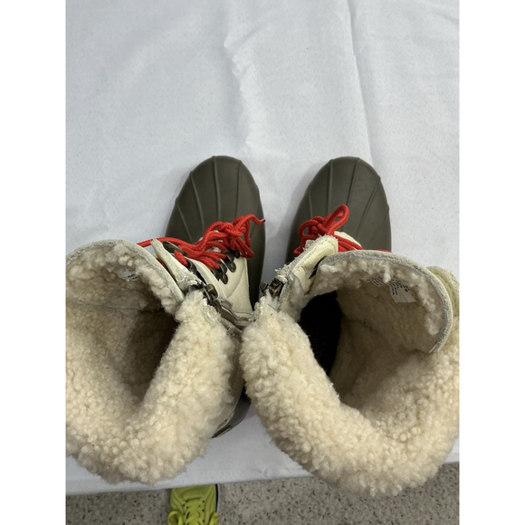 Womans Sperry Top Sider Winter Duck Boots 6 M Brown Ivory Lace Up Zip Up Lined - Picture 6 of 9